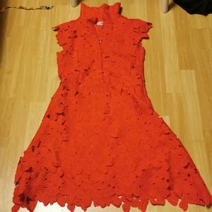 Red lace cocktail dress